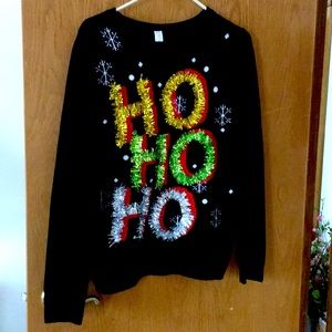 Ugly Christmas Sweater. Gotta love the ‘Ho Ho Ho’!!